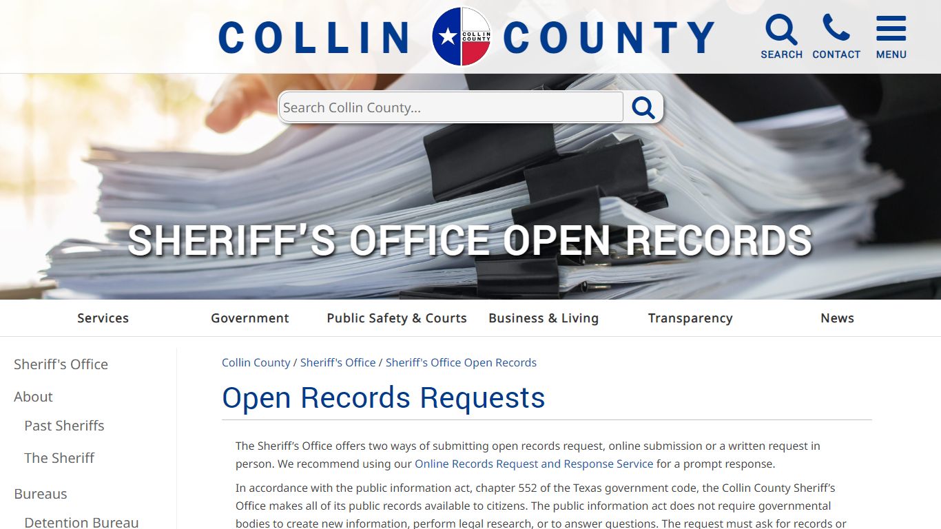 Collin County | Sheriff's Office: Open Records Requests